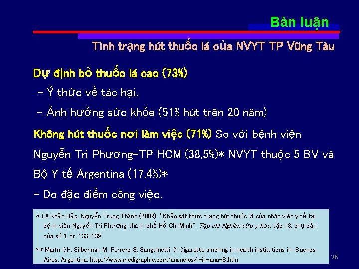 Bàn luận Tình trạng hút thuốc lá của NVYT TP Vũng Tàu Dự định