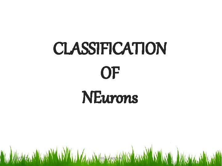 CLASSIFICATION OF NEurons 3/9/2021 HIRAL PANCHAL 1 