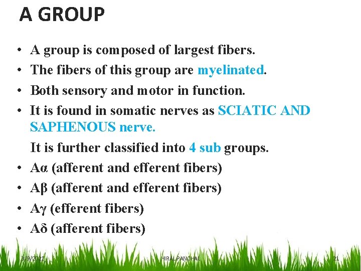 A GROUP • • A group is composed of largest fibers. The fibers of