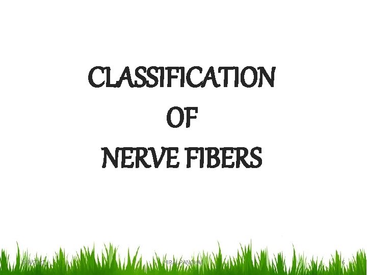 CLASSIFICATION OF NERVE FIBERS 3/9/2021 HIRAL PANCHAL 6 