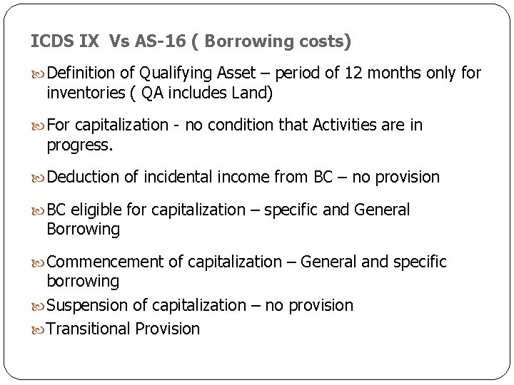 ICDS IX Vs AS-16 ( Borrowing costs) Definition of Qualifying Asset – period of