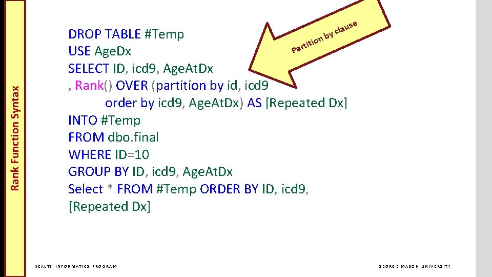 se Rank Function Syntax au l c y DROP TABLE #Temp nb o i