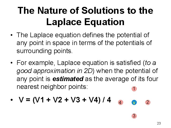 The Nature of Solutions to the Laplace Equation • The Laplace equation defines the The Nature of Solutions to the Laplace Equation • The Laplace equation defines the