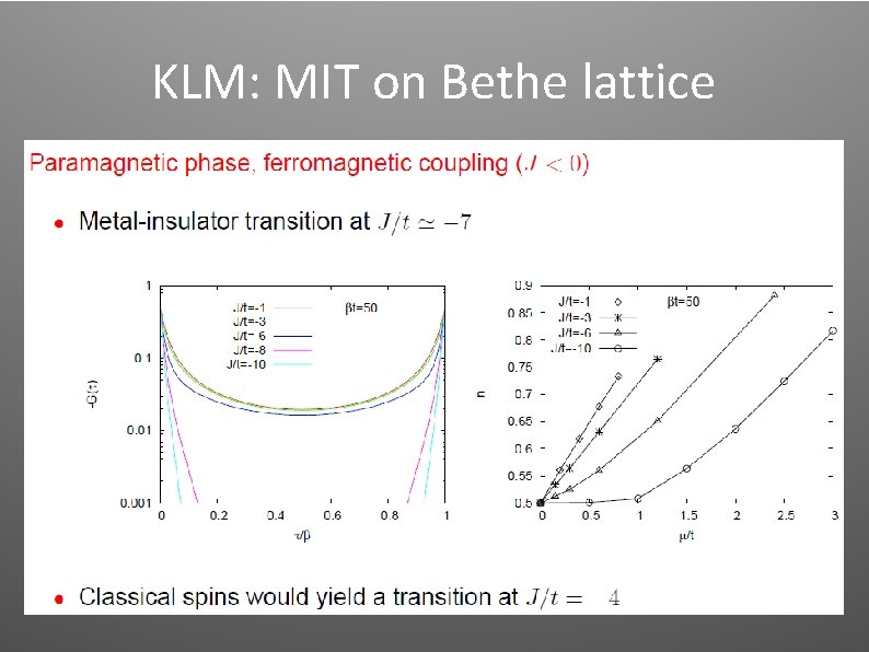 KLM: MIT on Bethe lattice KLM: MIT on Bethe lattice