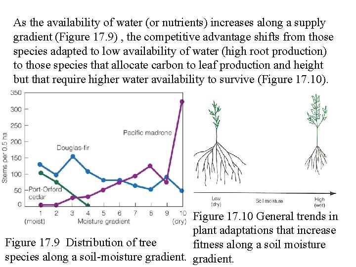 As the availability of water (or nutrients) increases along a supply gradient (Figure 17.