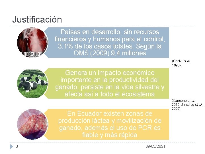 Justificación Países en desarrollo, sin recursos financieros y humanos para el control, 3. 1%