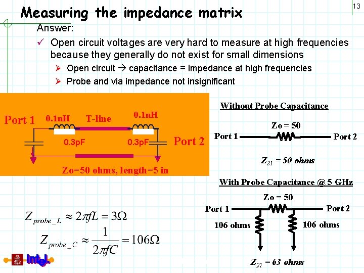 Measuring the impedance matrix 13 Answer: ü Open circuit voltages are very hard to