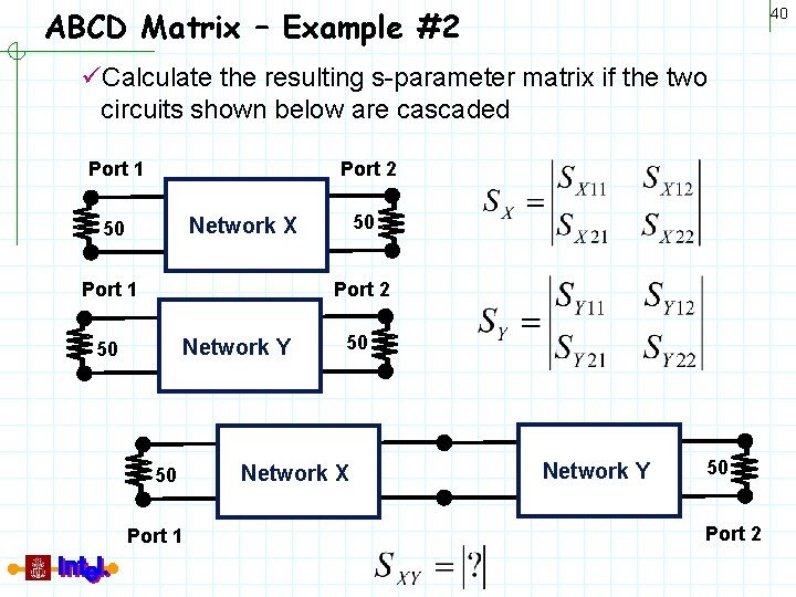 ABCD Matrix – Example #2 40 üCalculate the resulting s-parameter matrix if the two
