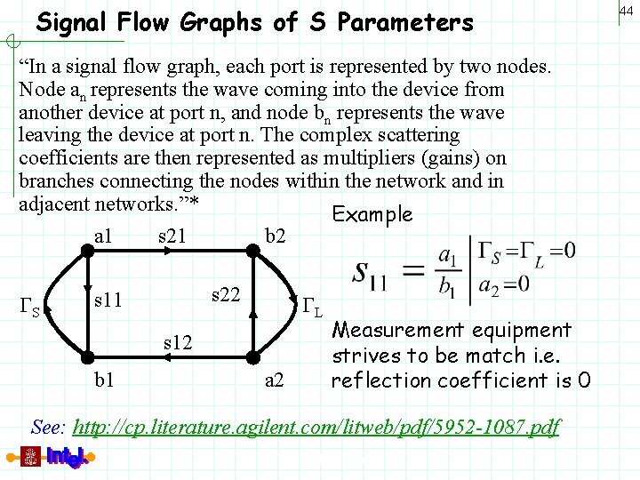 Signal Flow Graphs of S Parameters “In a signal flow graph, each port is