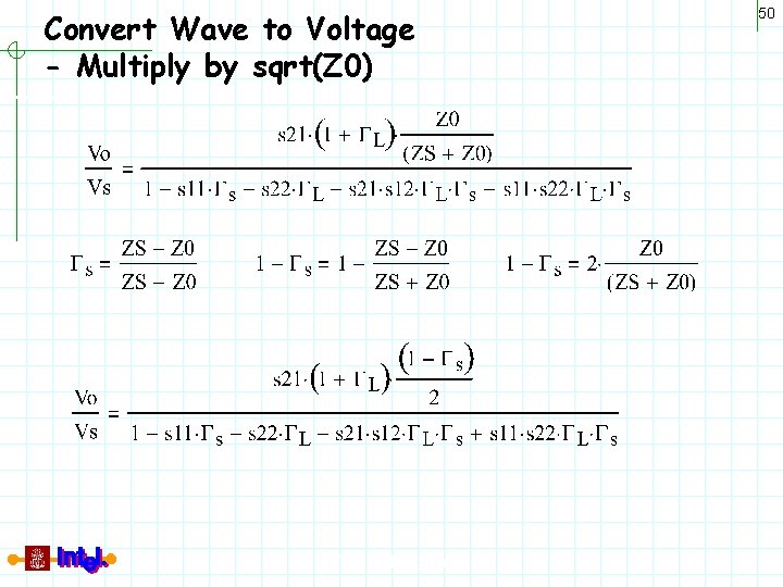 Convert Wave to Voltage - Multiply by sqrt(Z 0) Differential Signaling 50 