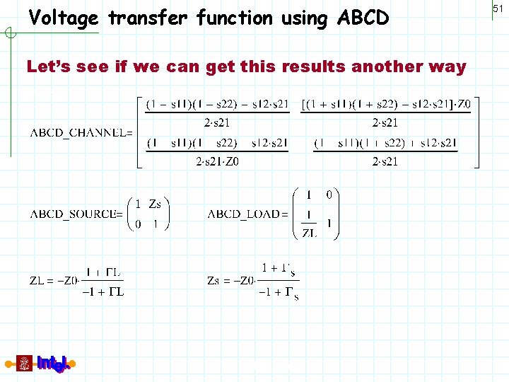 Voltage transfer function using ABCD Let’s see if we can get this results another