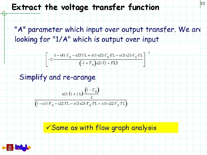 Extract the voltage transfer function üSame as with flow graph analysis Differential Signaling 53