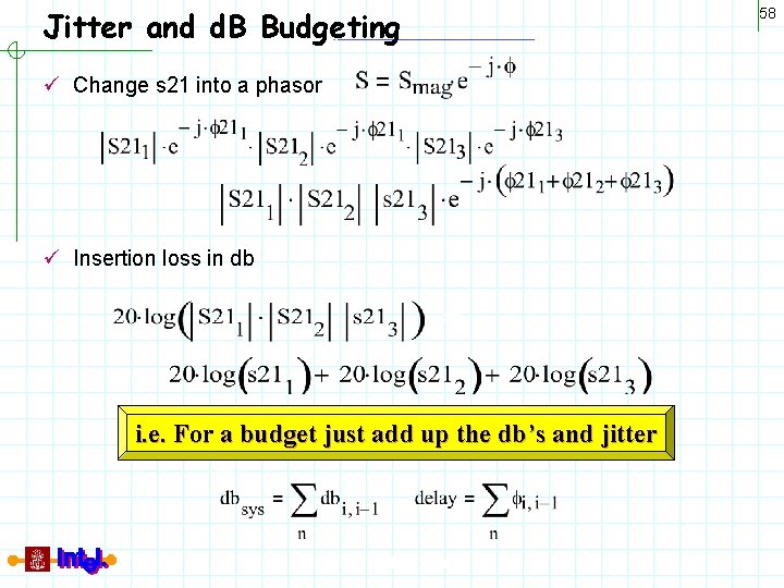 Jitter and d. B Budgeting 58 ü Change s 21 into a phasor =
