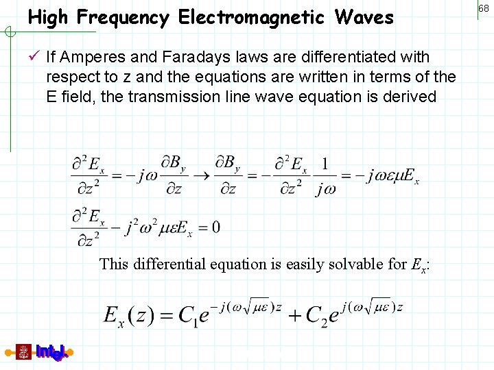 High Frequency Electromagnetic Waves ü If Amperes and Faradays laws are differentiated with respect