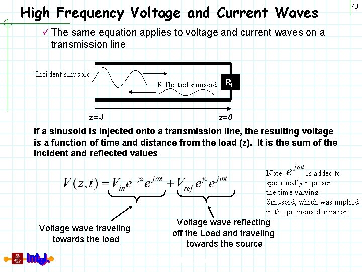 High Frequency Voltage and Current Waves 70 ü The same equation applies to voltage