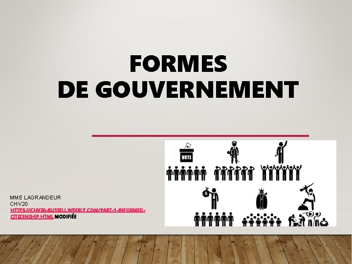 FORMES DE GOUVERNEMENT MME LAGRANDEUR CHV 20 HTTPS: //CHV 20 -RUSSELL. WEEBLY. COM/PART-1 -INFORMEDCITIZENSHIP.