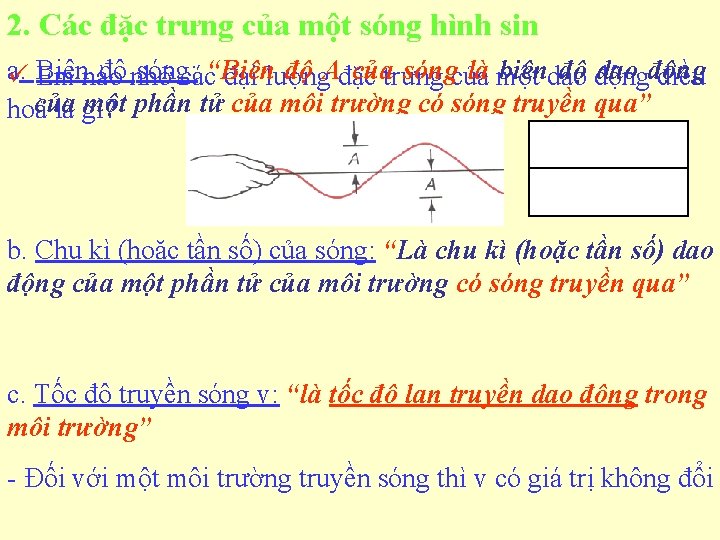 2. Các đặc trưng của một sóng hình sin a. độ nhớ sóng: độ