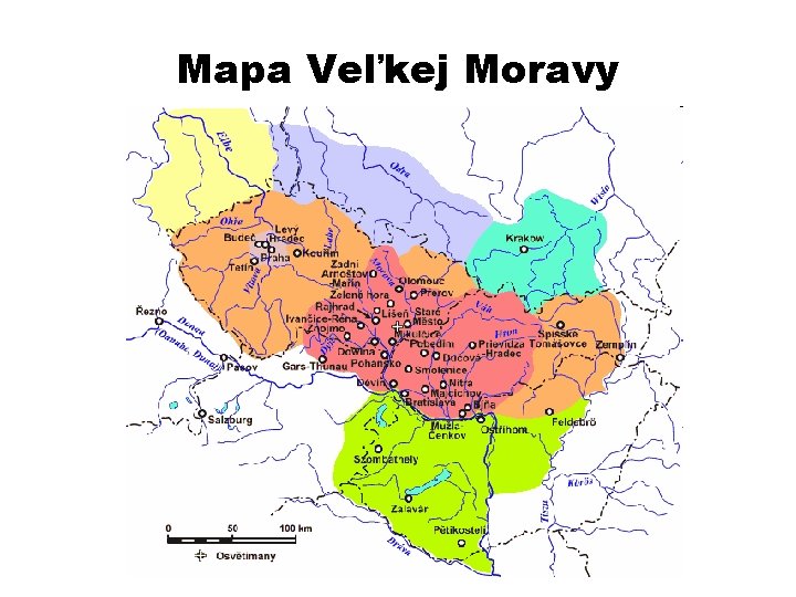 Mapa Veľkej Moravy 