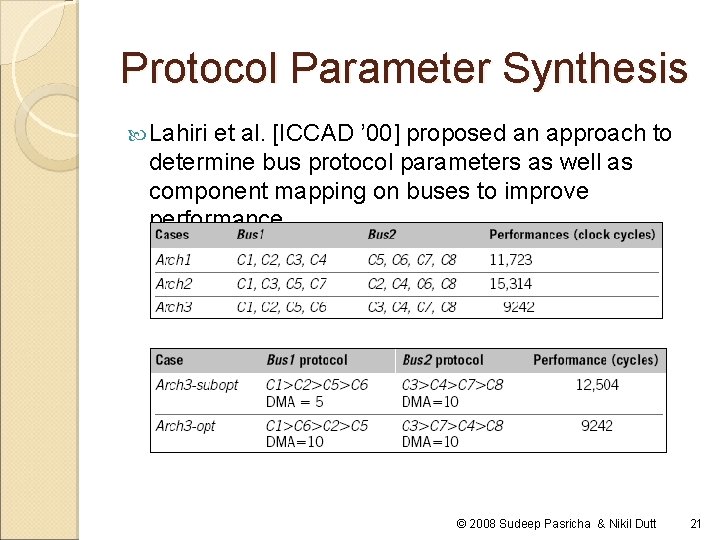 Protocol Parameter Synthesis Lahiri et al. [ICCAD ’ 00] proposed an approach to determine