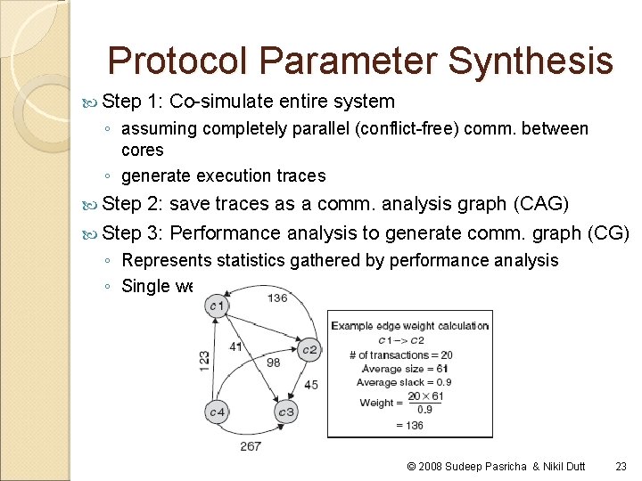 Protocol Parameter Synthesis Step 1: Co-simulate entire system ◦ assuming completely parallel (conflict-free) comm.