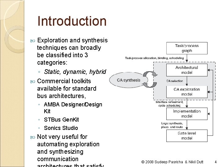 Introduction Exploration and synthesis techniques can broadly be classified into 3 categories: ◦ Static,