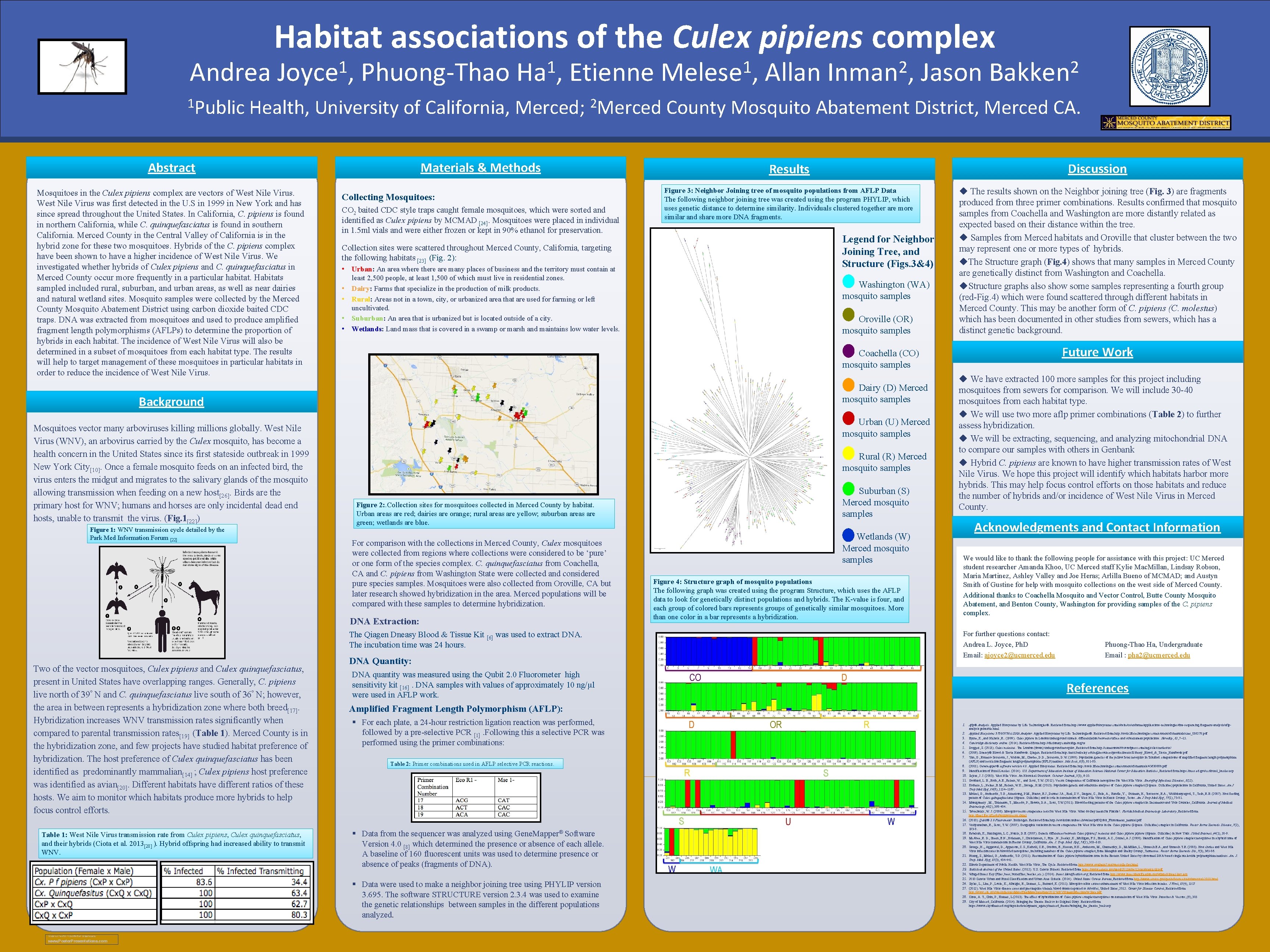Andrea 1 Public Habitat associations of the Culex pipiens complex 1 Joyce , Phuong-Thao