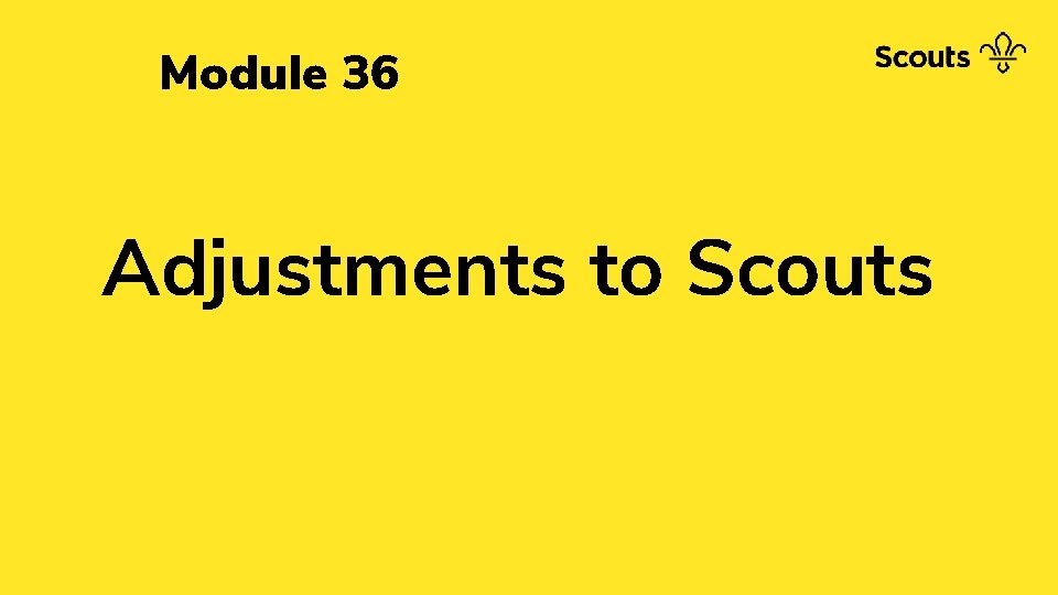 Module 36 Adjustments to Scouts 