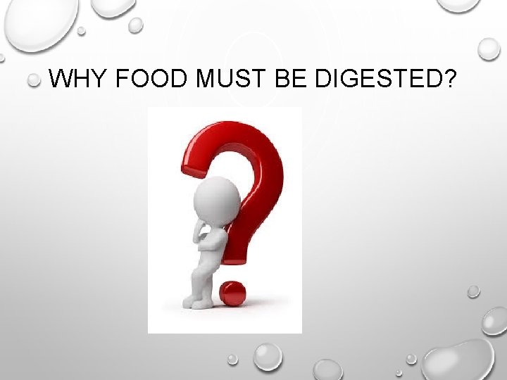 WHY FOOD MUST BE DIGESTED? 