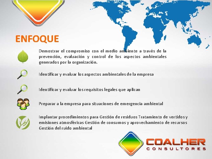ENFOQUE Demostrar el compromiso con el medio ambiente a través de la prevención, evaluación