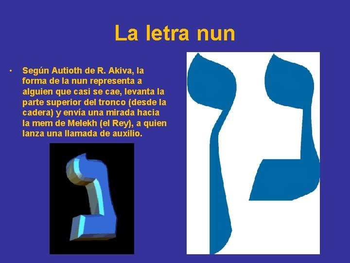 La letra nun • Según Autioth de R. Akiva, la forma de la nun