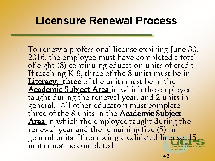 Licensure Renewal Process • To renew a professional license expiring June 30, 2016, the