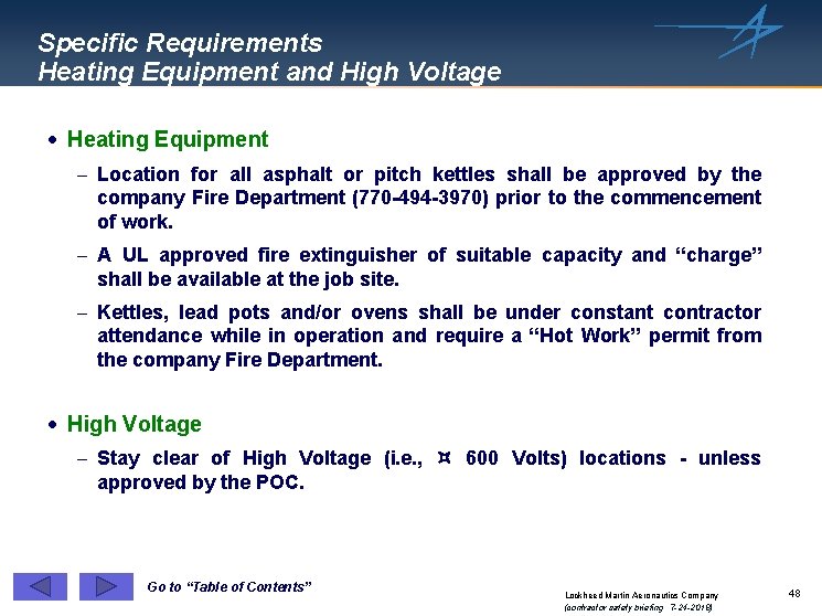 Specific Requirements Heating Equipment and High Voltage · Heating Equipment - Location for all