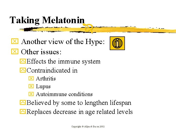 Taking Melatonin x Another view of the Hype: x Other issues: y. Effects the