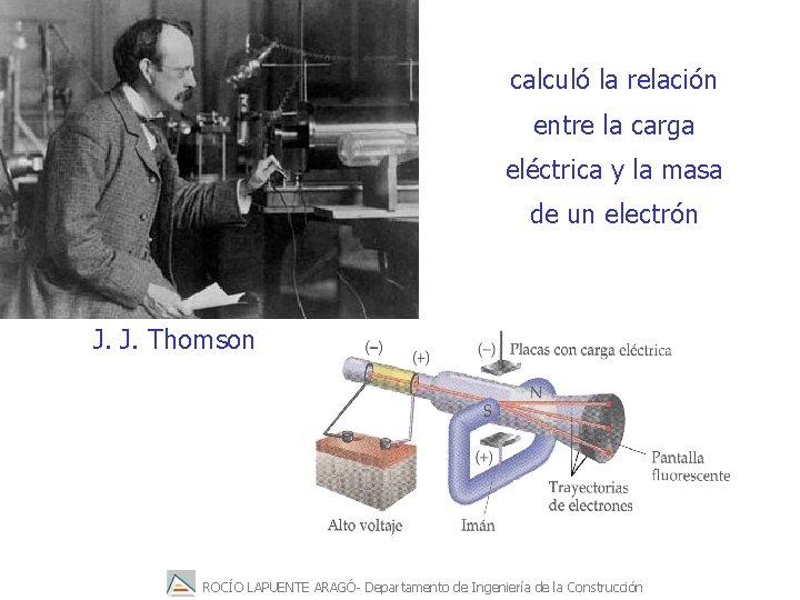 calculó la relación entre la carga eléctrica y la masa de un electrón J.