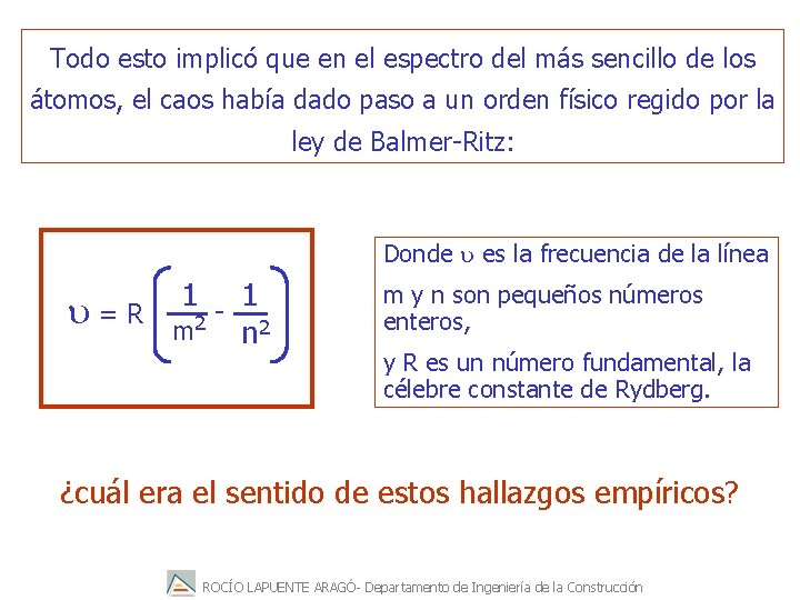 Todo esto implicó que en el espectro del más sencillo de los átomos, el