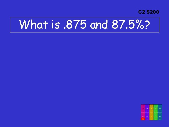 C 2 $200 What is. 875 and 87. 5%? 