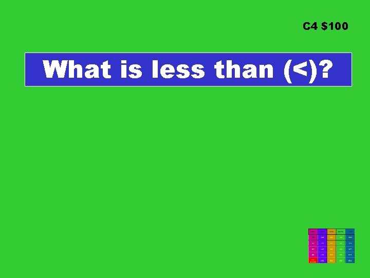 C 4 $100 What is less than (<)? 