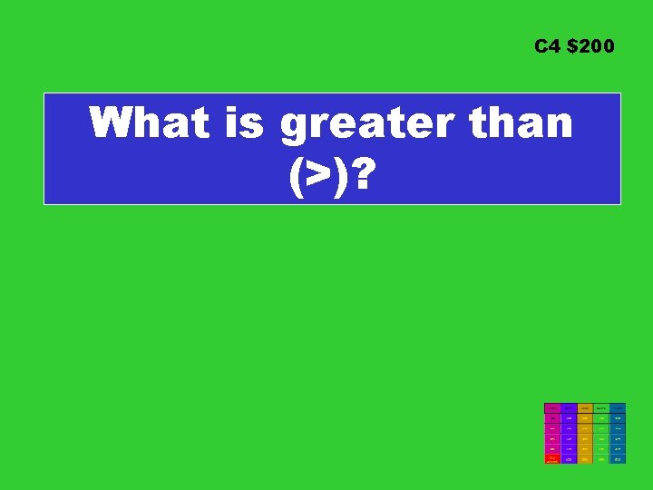 C 4 $200 What is greater than (>)? 