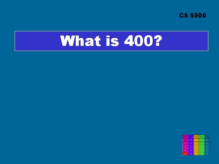 C 5 $500 What is 400? 