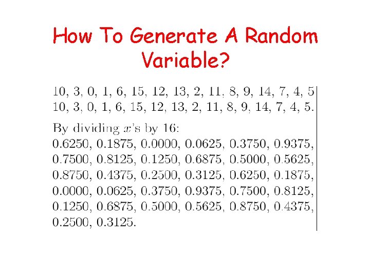 How To Generate A Random Variable? 