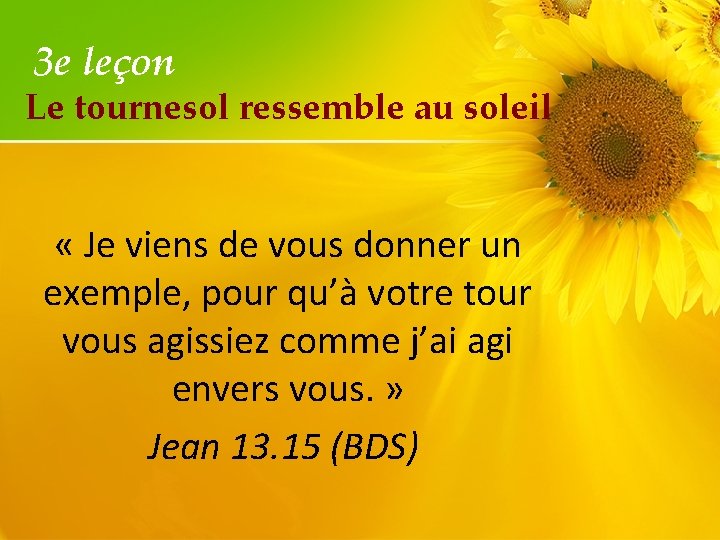 3 e leçon Le tournesol ressemble au soleil « Je viens de vous donner