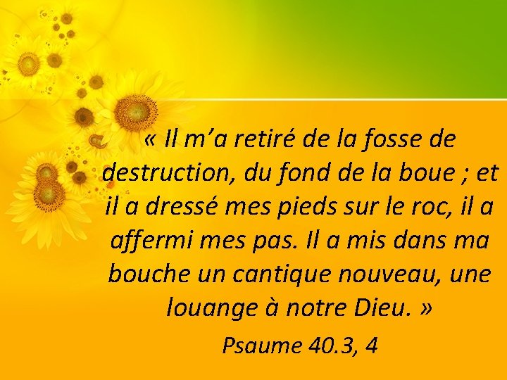  « Il m’a retiré de la fosse de destruction, du fond de la
