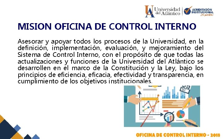 MISION OFICINA DE CONTROL INTERNO Asesorar y apoyar todos los procesos de la Universidad,