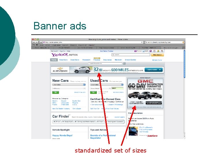 Banner ads standardized set of sizes 