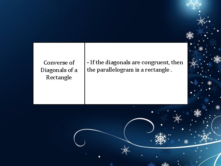 Converse of Diagonals of a Rectangle - If the diagonals are congruent, then the