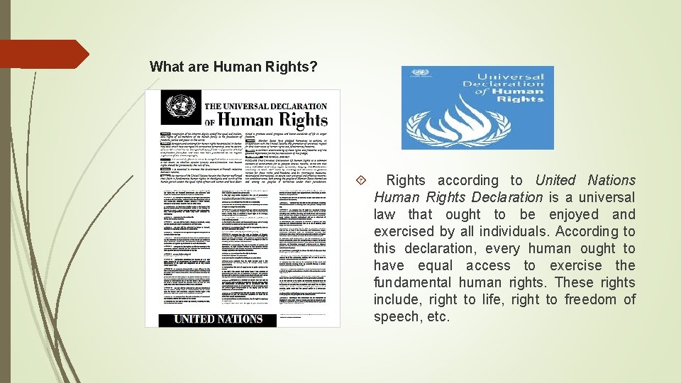 What are Human Rights? Rights according to United Nations Human Rights Declaration is a
