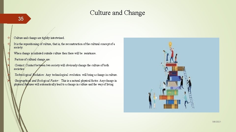 35 Culture and Change Culture and change are tightly intertwined. It is the repositioning