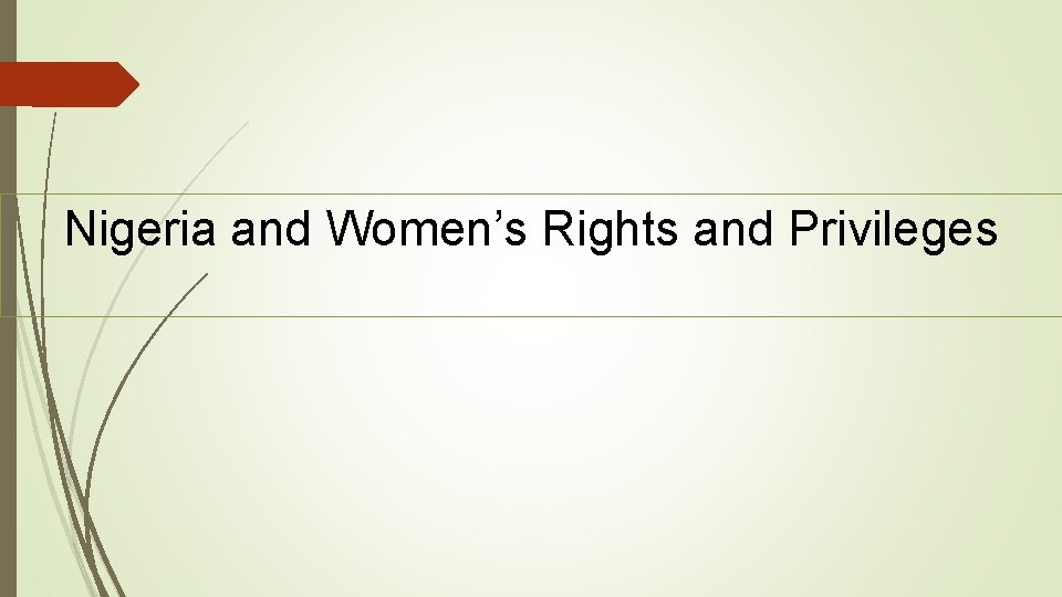 Nigeria and Women’s Rights and Privileges 