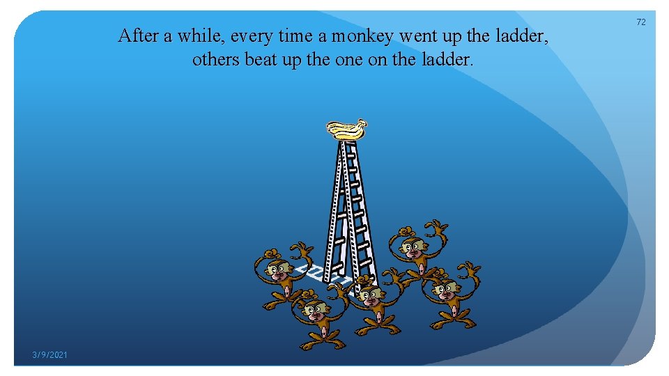 After a while, every time a monkey went up the ladder, others beat up
