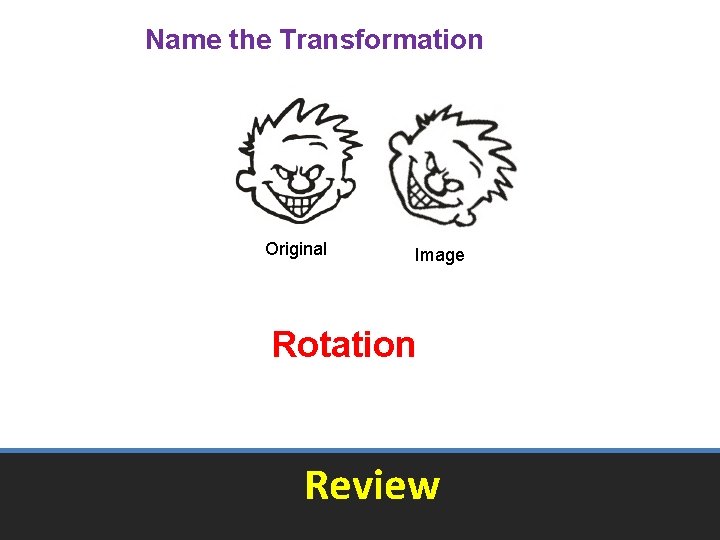 Name the Transformation Original Image Rotation Review Name the Transformation Original Image Rotation Review